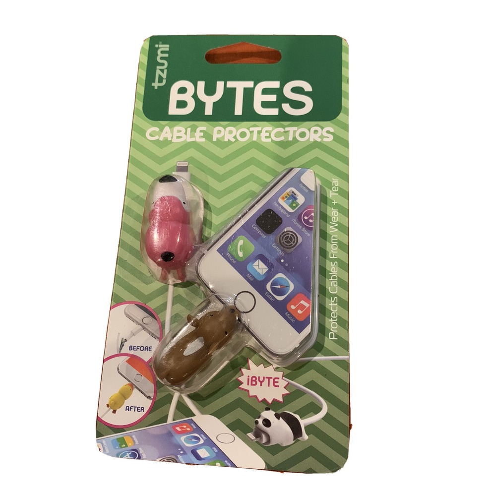 Tzumi Bytes Silicone Universally Fitting Cable Protector 2 Pack Flamingo Llama